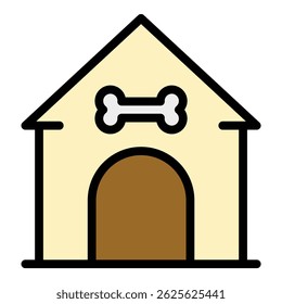 Pet house icon outline vector. Dog care. Animal doghouse color flat