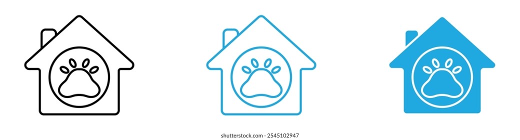 Pet House Icon Set Vector illustration in black