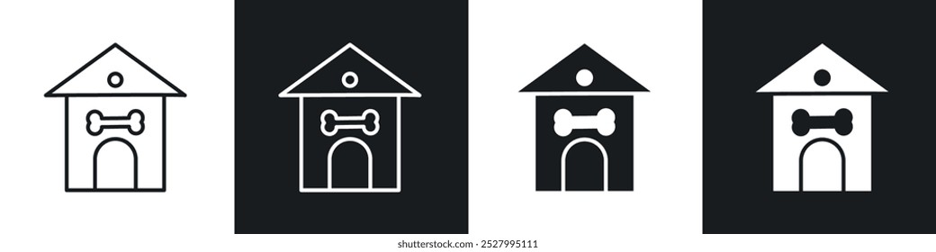 Pet house icon vector icon set black filled and outlined style.