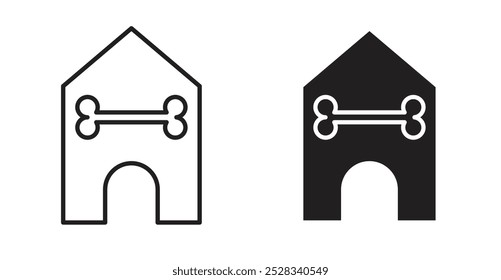 Pet house icons. Vector set in filled and line style.