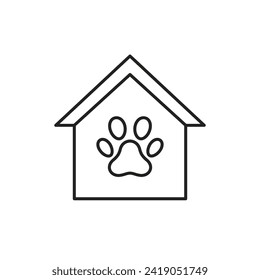Pet house line icon, dog house vector symbol isolated on white background