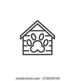 Pet house line icon. linear style sign for mobile concept and web design. Animal kennel outline vector icon. Symbol, logo illustration. Vector graphics