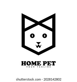 Plantilla de vector de diseño CAT con logotipo de mascotas. Logotipo de icono de concepto de esquema.