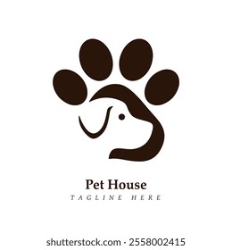 pet house logo concept for paw lovers