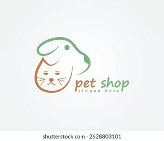 pet house logo, creative striped dog and cat head, logo design inspiration