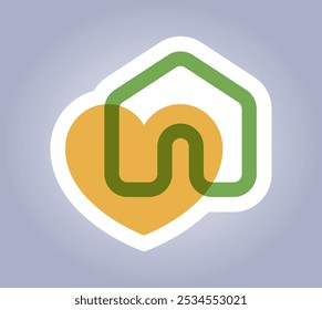 Logotipo da Pet House. Ícone mínimo de canil. Sinal de amor a animais domésticos. Coração e casinha de cachorro. Marca de marca de clínica veterinária. Símbolo de adoção amigável. Ilustração vetorial.