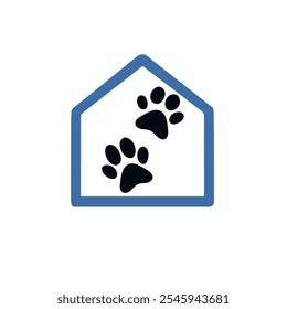 pet house logo, paw and home icon on white
