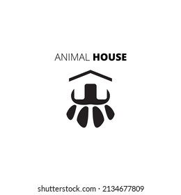 Pet house logo template design. This logo was created by combining the design of a house and animal paws. This logo is very suitable to be the identity of a brand or business and service