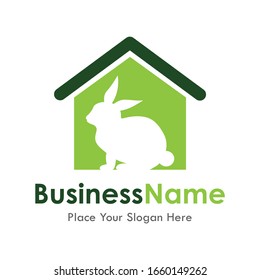 Pet house rabbit vector logo template. Suitable for business, web, design and funny