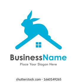 Pet house rabbit vector logo template. Suitable for business, web, design and funny