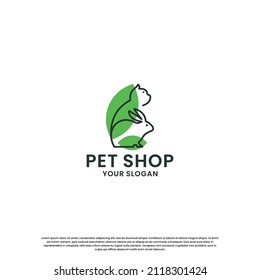 pet house, pet store logo design collection. rabbit and cat combination
