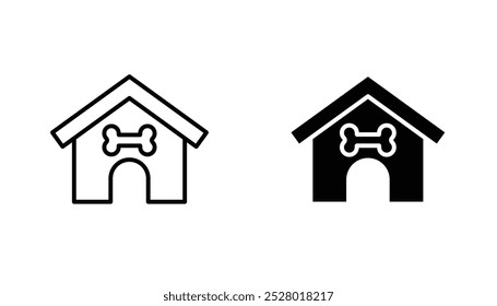 Pet house vector icon set in black and white color.