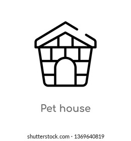 pet house vector line icon. Simple element illustration. pet house outline icon from furniture & household concept. Can be used for web and mobile