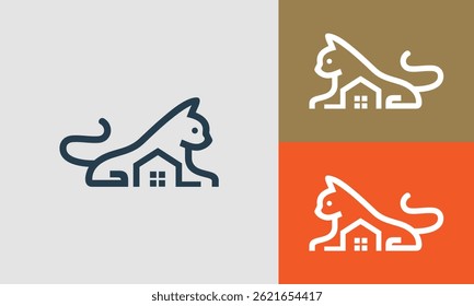 Pet house vector logo cat