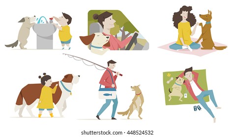 pet with human relationship vector illustration