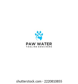 Pet hydration logo water drop and paw print design