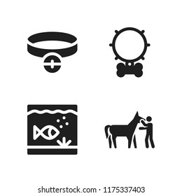pet icon. 4 pet vector icons set. collar, horse and aquarium icons for web and design about pet theme