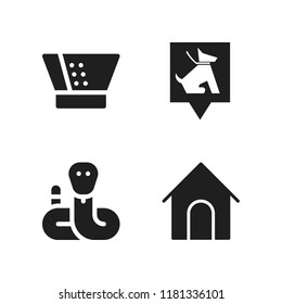 pet icon. 4 pet vector icons set. snake, dog house and veterinarian pin icons for web and design about pet theme