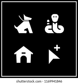 pet icon. 4 pet vector set. pointer, sitting dog, dog house and snake icons for web and design about pet theme