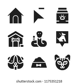 pet icon. 9 pet vector icons set. veterinarian pin, dog house and snake icons for web and design about pet theme