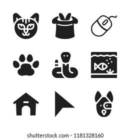 pet icon. 9 pet vector icons set. cat, pointer and snake icons for web and design about pet theme
