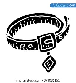 Pet icon collar, vector illustration. black color