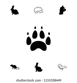 Pet icon. collection of 7 pet filled and outline icons such as rabbit, mouse, paw, cat, hedgehog. editable pet icons for web and mobile.