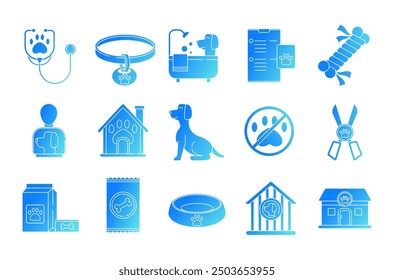 Pet icon gradient vector set illustration