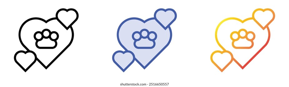 pet icon. Linear, Blue Fill and Gradient Style Design Isolated On White Background