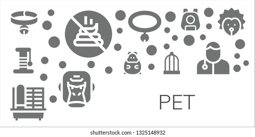 pet icon set. 11 filled pet icons.  Simple modern icons about  - Collar, No poop, Scratcher, Hamster, Cage, Bird cage, Gorilla, Pet, Veterinarian, Hedgehog
