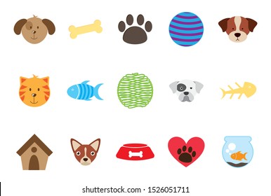 Pet icon set design, Mascot house domestic animal friendship care and lifestyle theme Vector illustration