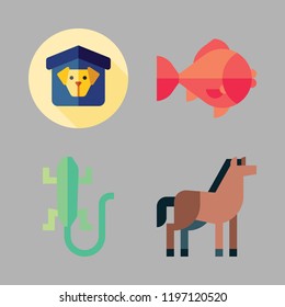 pet icon set. vector set about goldfish, shelter, horse and lizard icons set.