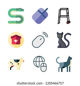 pet icon set. vector set about mouse, cat, black cat and walker icons set.