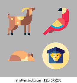 pet icon set. vector set about parrot, shelter, goat and hamster icons set.