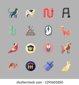 pet icon set. vector set about rabbit, cat, poop and red panda icons set.