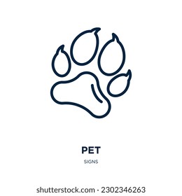 icono de mascota de la colección de signos. Mascota lineal delgada, perro, icono del contorno alimentario aislado en fondo blanco. Señal de mascota vectorial de línea, símbolo para web y móvil
