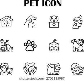 Pet Icon Vector – Clean, modern animal symbol perfect for apps, logos, and branding