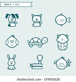 Pet icons, animals icons, pack icon blue