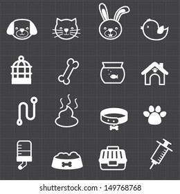 Pet icons and black background