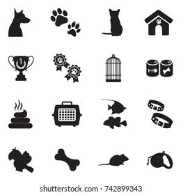 Pet Icons. Black Flat Design. Vector Illustration. 