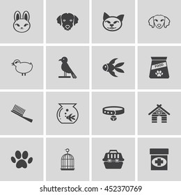 pet icons, mono vector symbols