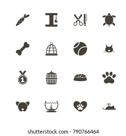Pet icons. Perfect black pictogram on white background. Flat simple vector icon.