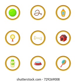 Pet icons set. cartoon style set of 9 pet vector icons for web design