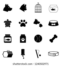 pet icons set, mono vector symbols