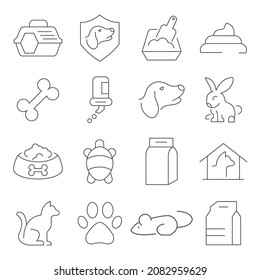 Juego de iconos de mascotas.Símbolo de paquete Pet elementos vectoriales para web infográfica