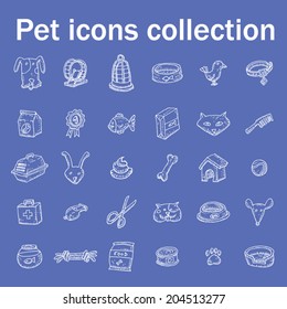 Pet icons set, vector illustration. 
