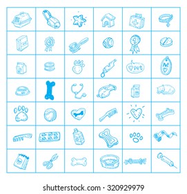 Pet icons set, vector illustration. 