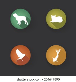 Pet Icons Set. Vet Symbols. Collection of vector pets icon silhouette. 