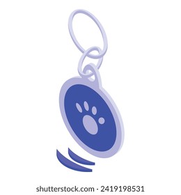 Pet id microchip icon isometric vector. Teg reader. Silicon data
