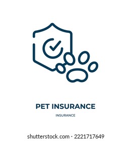 Pet insurance icon. Linear vector illustration from insurance collection. Outline pet insurance icon vector. Thin line symbol for use on web and mobile apps, logo, print media.